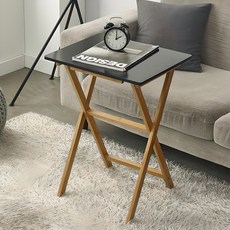 Athome 원목 컬러 접이식 테이블, 블랙