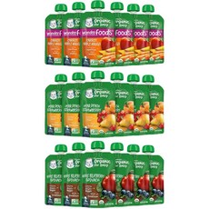 거버 베이비 푸드 파우치 3종류 Gerber Baby Foods Pouches Variety Pack, 18개, 99g