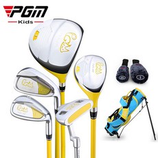 PGM 아동용 골프 5채 블랙 풀 세트 + 캐디백, 노란색