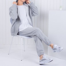 남자 루즈핏 헤비 회색 트레이닝 셋업 기모 후드 집업 스트링 조거팬츠 3color