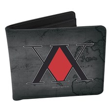 ABYSTYLE Hunter X 비닐 바이폴드 다용도 곤 지갑 및 금속 키체인 선물 세트 9.5cm x 10.2cm3.75인치 4인치 머니 신용 카드 홀더 애니메이션 만화 액세서리