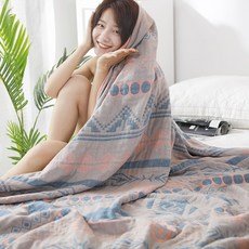 여름 담요 여름에 순 면 4 층 거즈 수건 이불, 150cmX200cm, 리틀 엘리펀트 라이트 커피 컬러