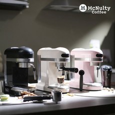 [맥널티] 2in1 반자동 커피머신(MCM3101)풀패키지(본품+그라인더+원두200g+샷잔2+밀크피쳐), 아이보리