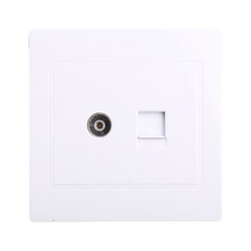 RJ45 네트워크 어댑터+TV 안테나 동축 벽 마운트 마운트 출력 페이스 플레이트 패널 소켓, 하얀색, 한개옵션0, 1개