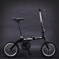 에이스오픽스 미니벨로 16인치 14인치 접이식 미니 초경량 휴대용 성인 어린이 학생 남녀 소형 휠 가변 속도 디스크 브레이크 자전거, 1.14인치 14인치 싱글 스피드 브레이크 로우 블랙