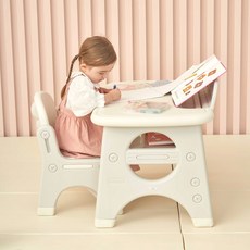 멀티 디노 다기능 유아 아기 책상의자세트 테이블, 그레이