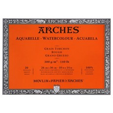 ARCHES 아르쉬 수채화패드 4면제본 300g 황목 26x36cm 20매, 옵션없음:[6156050]옵션없음