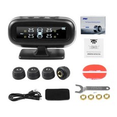 자동차 TPMS 타이어 압력 모니터링 시스템 태양 광 디지털 TMPS LCD 디스플레이 USB 자동 보안 알람 타이어 압력 센서, External Sensor, 1개