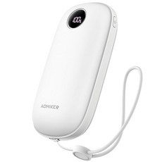 양면발열 충전식 손난로 LED디지털 온도표시 Aomiker 스트랩 포함 5V/2A usb-c 충전 3초급속발열 3계단 온도조절 전기 카색 4000mAh 전자 회로 반복 이용 충전식