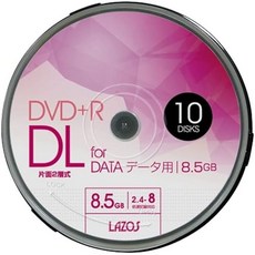 LAZOS Lazos DVD+R DL 8.5GB for DATA 2.4-8 배속 대응 1회 기록용 화이트 와이드 인쇄 10장 세트 스핀들 케이스 포함 L-DDL10P, 상품명참조
