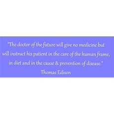 미래 의사 Thomas Edison의 벽 스타일 인용문 척추 교정 지압 요법 클리닉 동종 요법 벽 스티커 (흰색 대형 54 x (White Large 54" by 16"), White, Large 54" by 16"