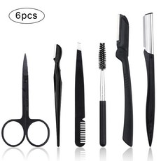 전문 눈썹 트리머 가위 핀셋 긁기 빗 클립 겸자 화장품 메이크업, 3.6pcs
