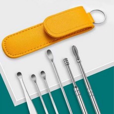 에이엔이엠 휴대용 귀이개 세트 귀이개 6P 풀세트 스프링 나선형 귀후비개 귀파개 귀지 귓밥 제거 귀청소, 6개입, 1세트