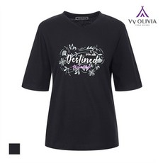 [올리비아로렌(공식)] [비비올리비아] 레터링 브이넥 티셔츠_VVBAS3M3362