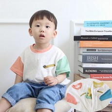 아이크레용 아동 키즈 포인트자수 배색 반팔 티셔츠 리뷰후기