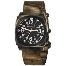 BERTUCCI 남성용 E-1S Ballista Defender 올리브 나일론 웨빙 밴드 블랙 다이얼 쿼츠 아날로그 시계 캐주얼