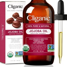 Cliganic 100% 퓨어 유기농 호호바 오일 | 페이스 헤어 스킨 보습 | 천연 냉간 압착 헥산 프리