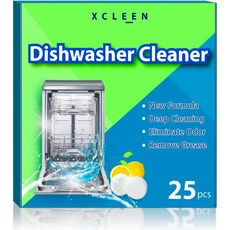 식기세척기 세척제 및 탈취제 정제 25개 딥 클리닝 태블릿은 석회질 미네랄 축적 냄새 제거에 도움이 되며 모든 기계 내부를 청소하도록 제조되었습니다