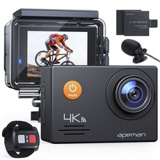 apeman 외장 마이크 장착 가능 스포츠 카메라 액션캠 블랙, A79