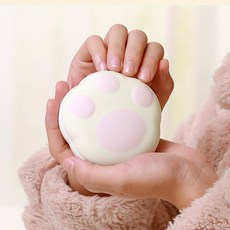 충전식 손난로 고양이 곰 발바닥 양면발열 5000mAh 대용량, 크림핑크