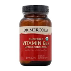 츄어블 비타민 B12 Methylcobalamin 네추럴 체리 맛 30 타블렛 Dr. Mercola, 1개, 30개