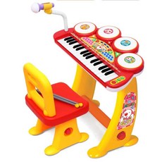 36곡노래 피아노 드럼 마이크 3in1 알루키보드럼 빨강 지능개발, 단일상품