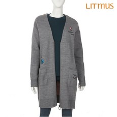 리트머스 리트머스 여성 자수 니트 집업 롱가디건 멜란지그레이