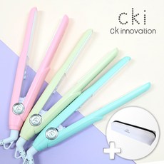 CKI 휴대용 미니 고데기 CKI-0705 + 전용 파우치 세트, 옐로우