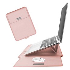 이코노미쿠스 거치대겸용 맥북 LG그램 삼성 노트북 파우치 커버 가죽, 핑크