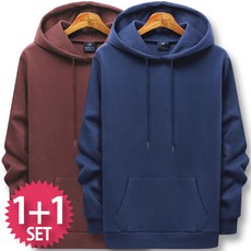블루포스 국내생산 트렙 후드티 세트 1+1 총2장 베이직핏 커플티 무지 후드티셔츠 단체복