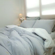 희야홈패브릭 부드러운 이불 워싱 광목 순면 차렵이불(나뭇잎)