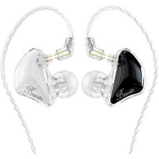 BASN B마스터 트리플 드라이버 인이어 모니터 헤드폰 강력한 딥 베이스 HiFi 스테레오 IEM 이어폰 업그레이드된 탈착식 2핀 케이블(화이트/블랙 2핀) 포함, Black/White, 2-Pin, 1개