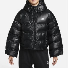 [국내매장판] 나이키 여성 유광패딩 써마 핏 시티 시리즈 후드 재킷 DQ6894-010