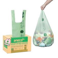 ANECO 손잡이가 달린 15.2(4갤런) 퇴비화 가능한 음식물 쓰레기 봉투 중간 주방 쓰레기/욕실 쓰레기용 매우 두꺼운 퇴, 24.4L(8갤런) (핸들 타이 백, 30개)