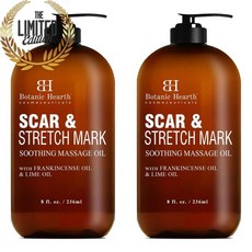 Botanic Hearth 보타닉 허스 스카 스트레치 마크 수딩 마사지 오일 8 fl 온즈 BOTANIC HEARTH Scar and Stretch Mark Soothing Massage Oil 8 fl oz, (2개), (236ml)