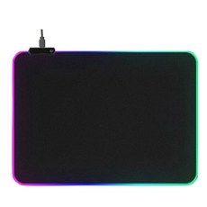 Xzante RGB 게임용 마우스 패드 LED 키보드 커버 미끄럼 방지 고무베이스 컴퓨터 카펫 책상 매트 PC 게임, 검은 색, 고무+천