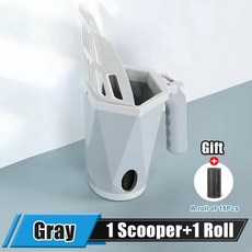고양이 쓰레기 Scooper 대용량 내장 가방 애완 동물 청소 똥 가방 고양이 삽 새끼 고양이 청소 도구 애완 동물 액세서리, 회색과 15Pcs 가방, 1개