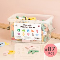 쏠앤샘 파스텔 알파벳 한글 숫자 원목 자석 블럭 유아 아동 어린이 교구, 4종세트, 1세트