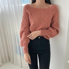 [무드로즈] 스퀘어넥 바게트 꼬임 니트 5color