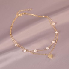 텐트밖은유럽 조보아 목걸이 더블 레이어드 진주