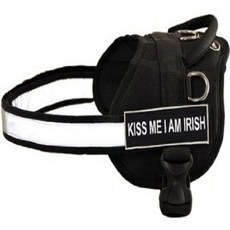 DT Works Fun Harness Kiss Me I Am Irish Black/White Large - Fits Girth Size: 34-Inch to 47-Inch