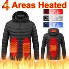 가열 의류 개 남녀공용 21 따뜻한 USB 난방 코트 소매 전기 재킷 조끼 영역 겨울, EU XXL, 4 Area Heat Black