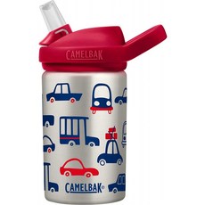 CamelBak Eddy + 어린이 물병 밀짚 모자가있는 스테인리스 스틸 14 온스 자동차 및 트럭-열었을 때 유출 방지 닫을 때 누, 단일옵션