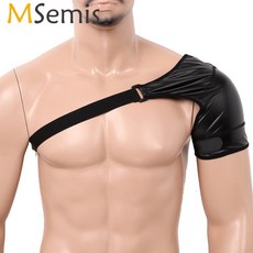 MSemis 게이 하네스 본디지 란제리 원 가죽 바디 가슴 벨트 남성용 체육관 핸드백 브레이스 지원 레이브 폴 탑, XL