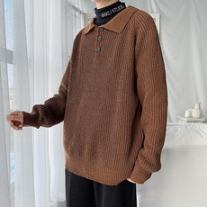 남성 니트 루즈핏 홍콩 스타일 롱리브 스웨터