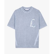 리버클래시 24SS LKS51360블루 투톤 메쉬 그래픽 반팔 니트