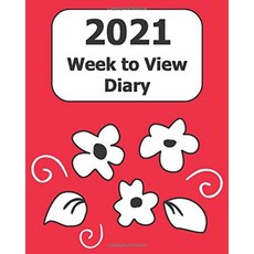 2021 년 주간 일기보기 : 큰 활자 (빨간색 꽃 표지)-8 "x 10"(월 중요 날짜 및 주간 플래너 포함)-간단, 단일옵션
