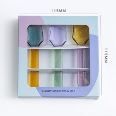디저트 유리 스푼 내열성 크리에이티브 컬러 귀여운 오트밀 요구르트 라운드 스푼 커피 믹싱 스푼, 01 S, 02 01, 3개