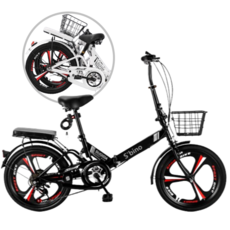 접이식 자전거 뒷자석 쿠션 미니벨로 7단 기어 경량 폴딩 클래식 여성, 20인치, 삼각휠, 블랙