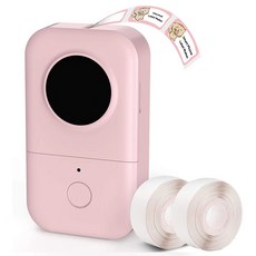 DS 무선 감열식 미니 라벨프린터 휴대용 라벨지 2개 포함 핑크